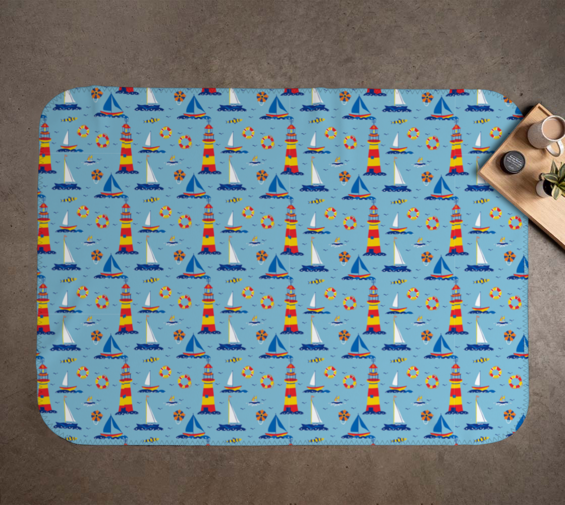 Cute Lighthouse Ocean Scene Blanket