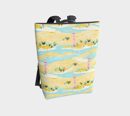 Lighthouse Land and Water Vegan Leather Backpack