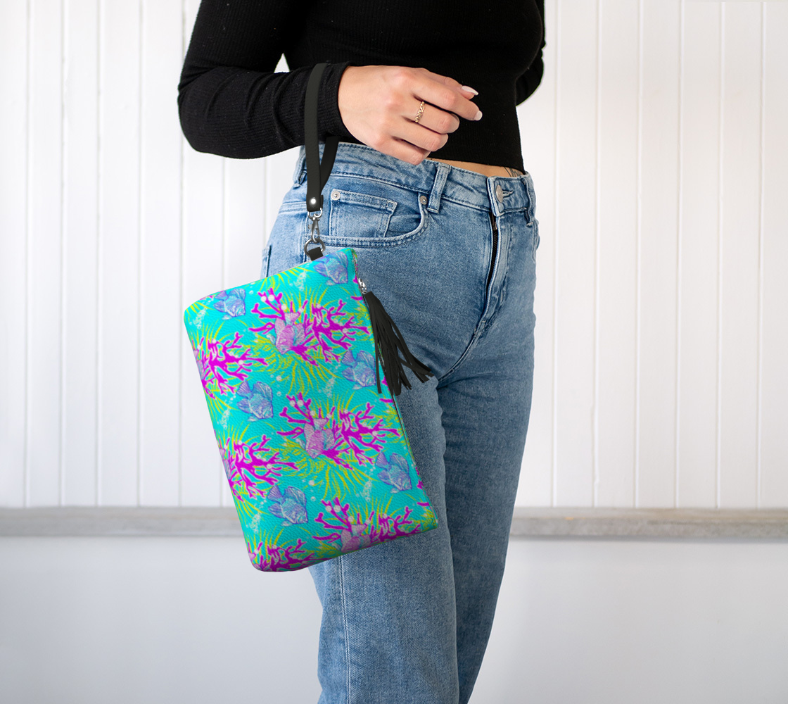 Fish and Coral Leather Makeup BAg