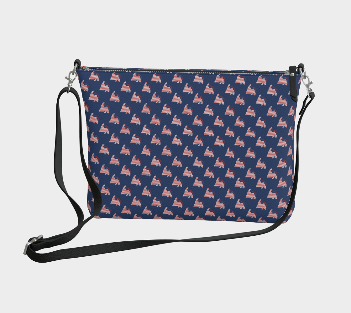 804  Navy w/ Red Striped NL Vegan Leather Crossbody Purse