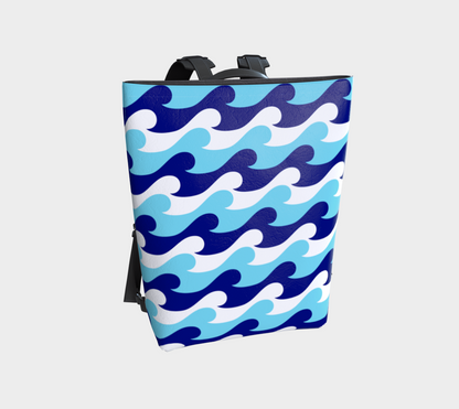 Blue Waves Vegan Leather Backpack