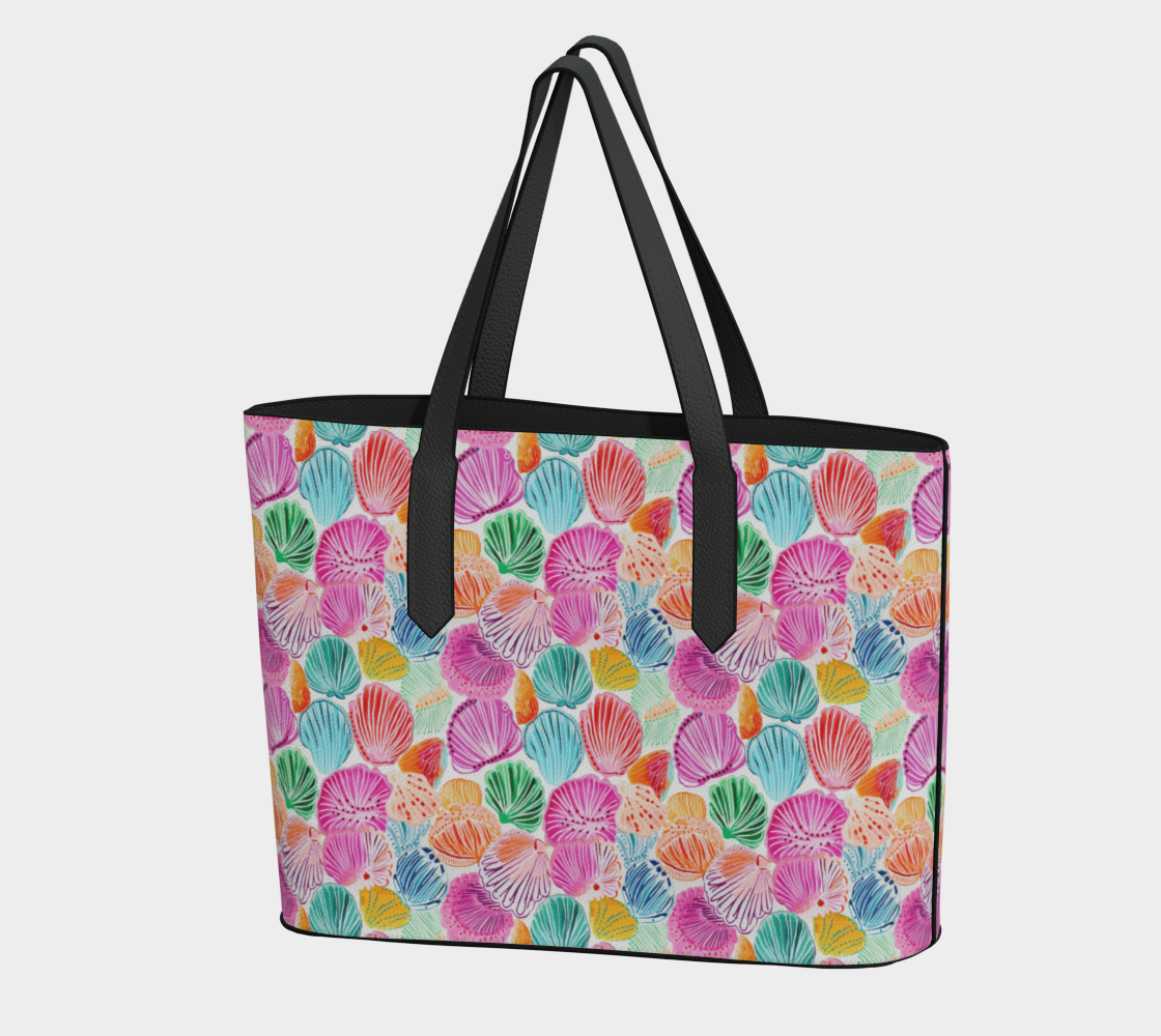 Colorful Shells Vegan Leather Tote Bag