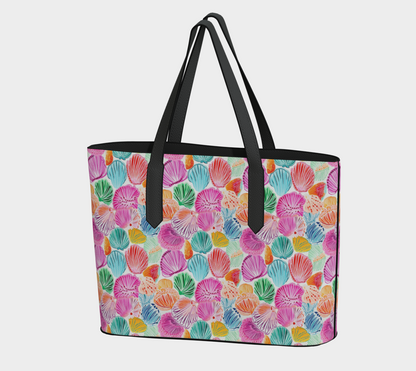 Colorful Shells Vegan Leather Tote Bag