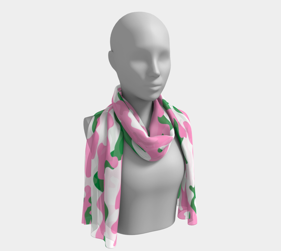 Pink and Green Camo long scarf