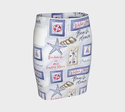 Beach Signs Fitted Skirt