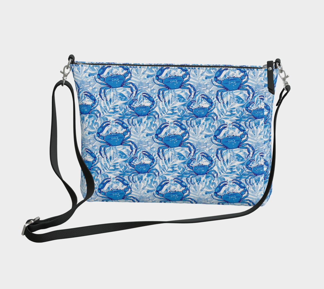 Blue Crab Vegan leather crossbody purse