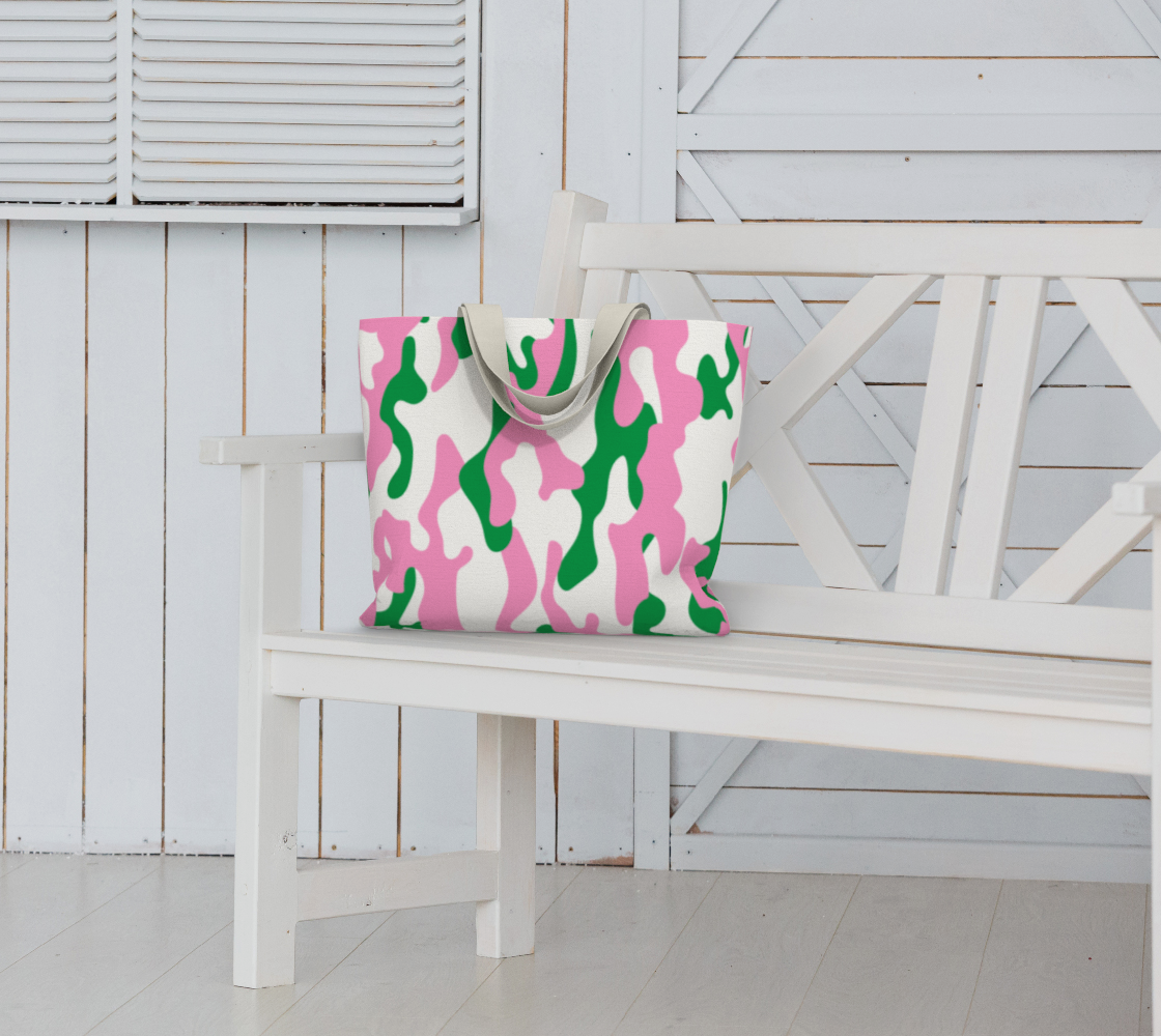 Pink Green Camo  Large Tote Bag