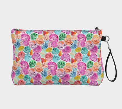 Colorful Shells Vegan Leather Makeup Bag