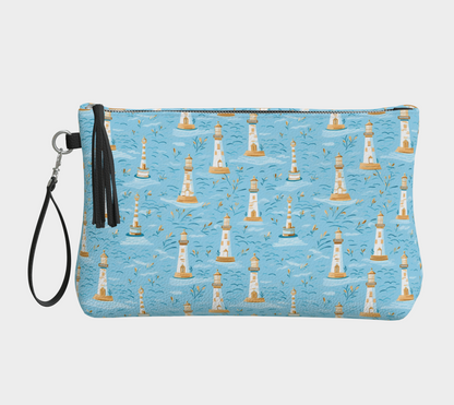Blue Lighthouse Vegan Leather Make Up Bag