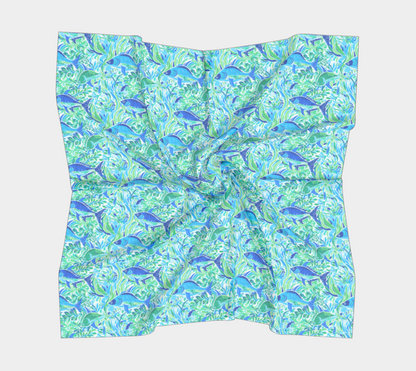 351 adjusted blue fish square scarf