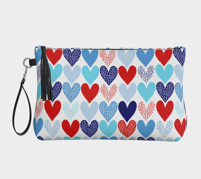 Nautical Hearts Leather Makeup Bag