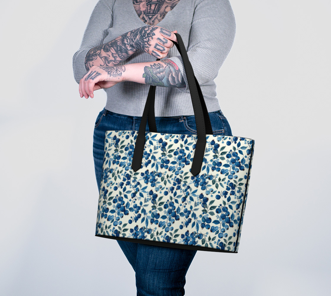 Blueberry Vegan Leather Tote Bag
