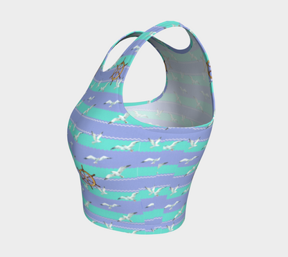 Blue/Lavender Stripes Athletic Crop Top