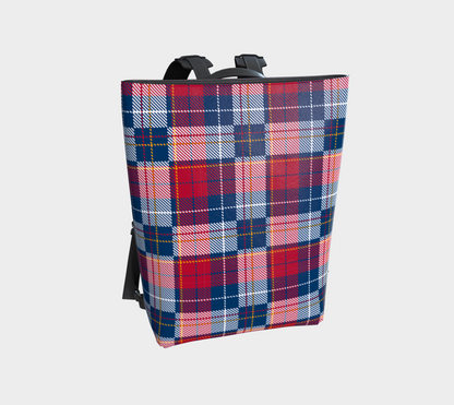 My Red/Blue Pattern Vegan Leather Backpack