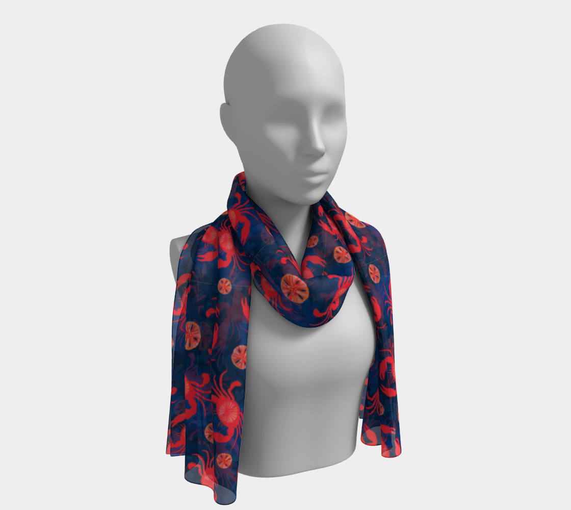 Crab and Sand Dollar Long Scarf