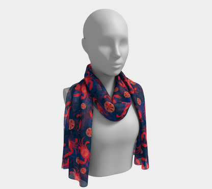 Crab and Sand Dollar Long Scarf