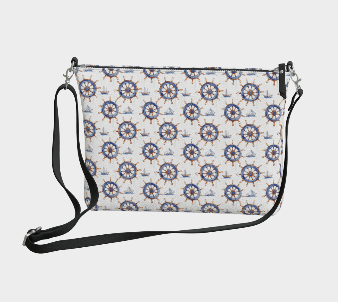 Captain's Wheel Vegan Leather Crossbody Purse