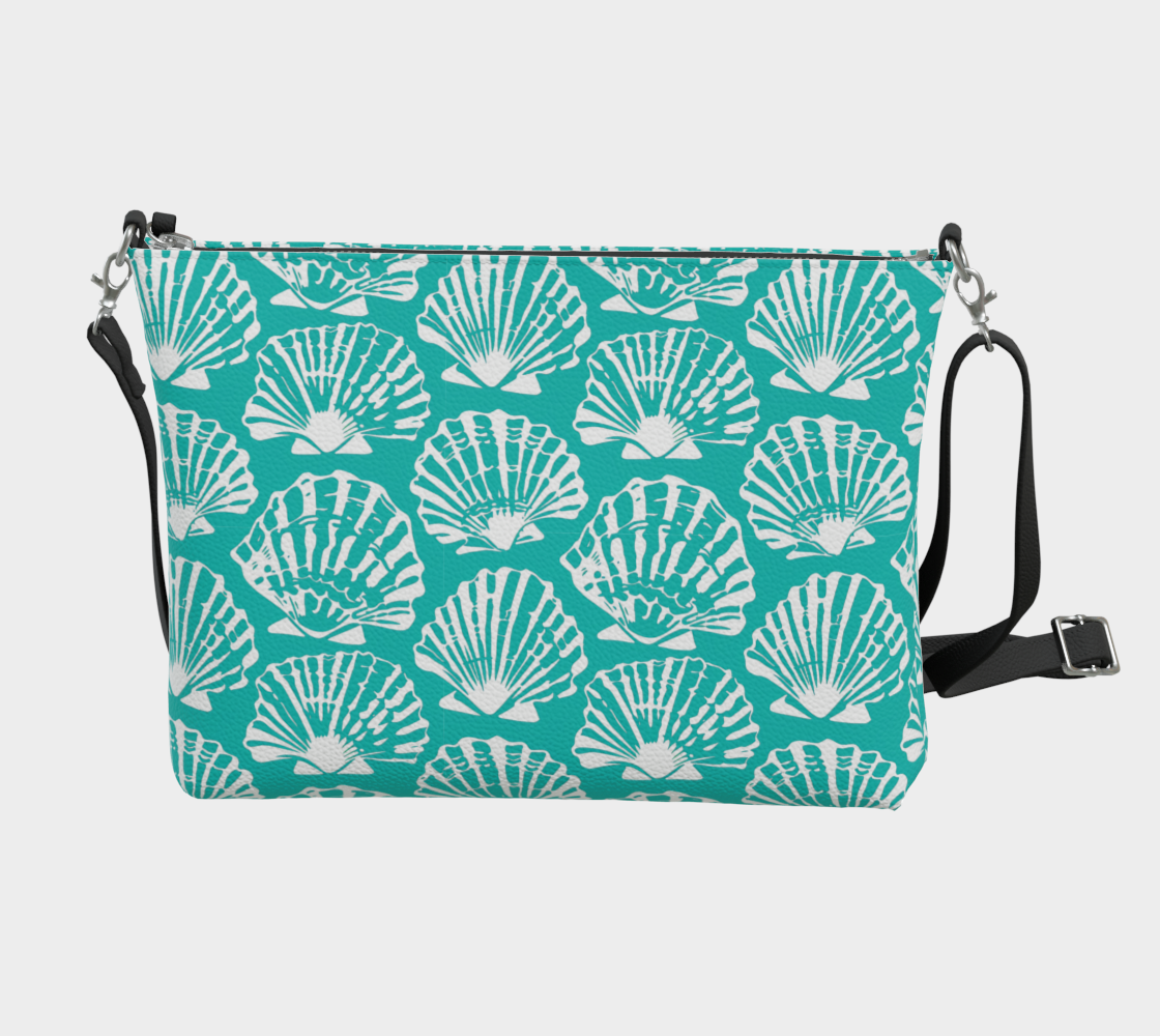 Teal Shell Vegan Leather Crossbody Purse