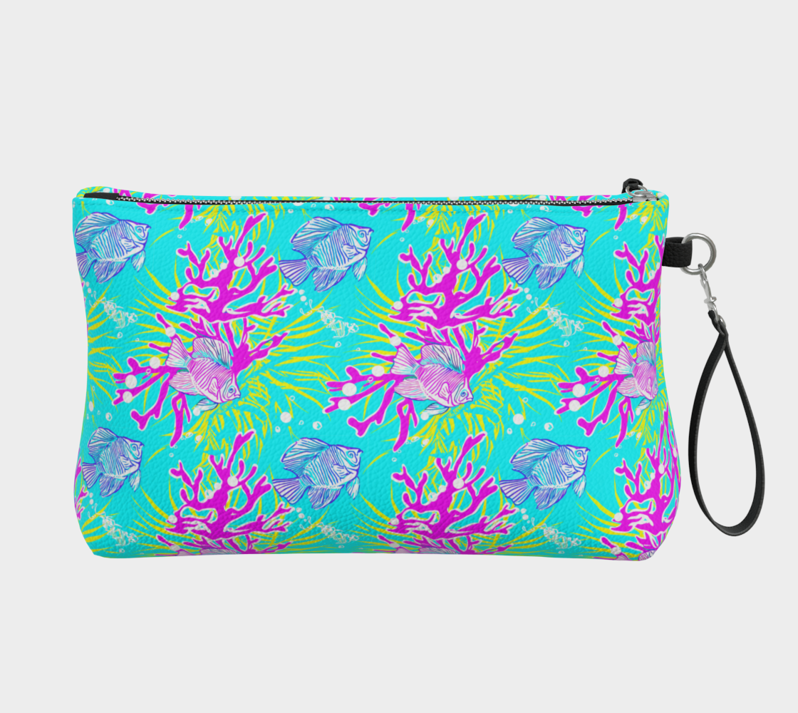 Fish and Coral Leather Makeup BAg