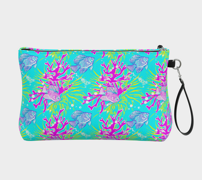 Fish and Coral Leather Makeup BAg