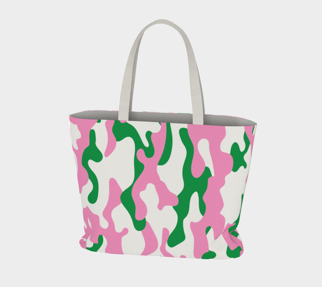 Pink Green Camo  Large Tote Bag