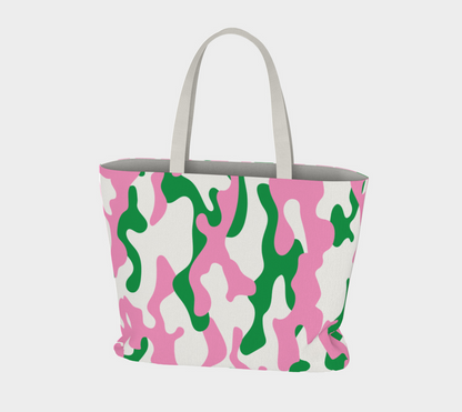 Pink Green Camo  Large Tote Bag