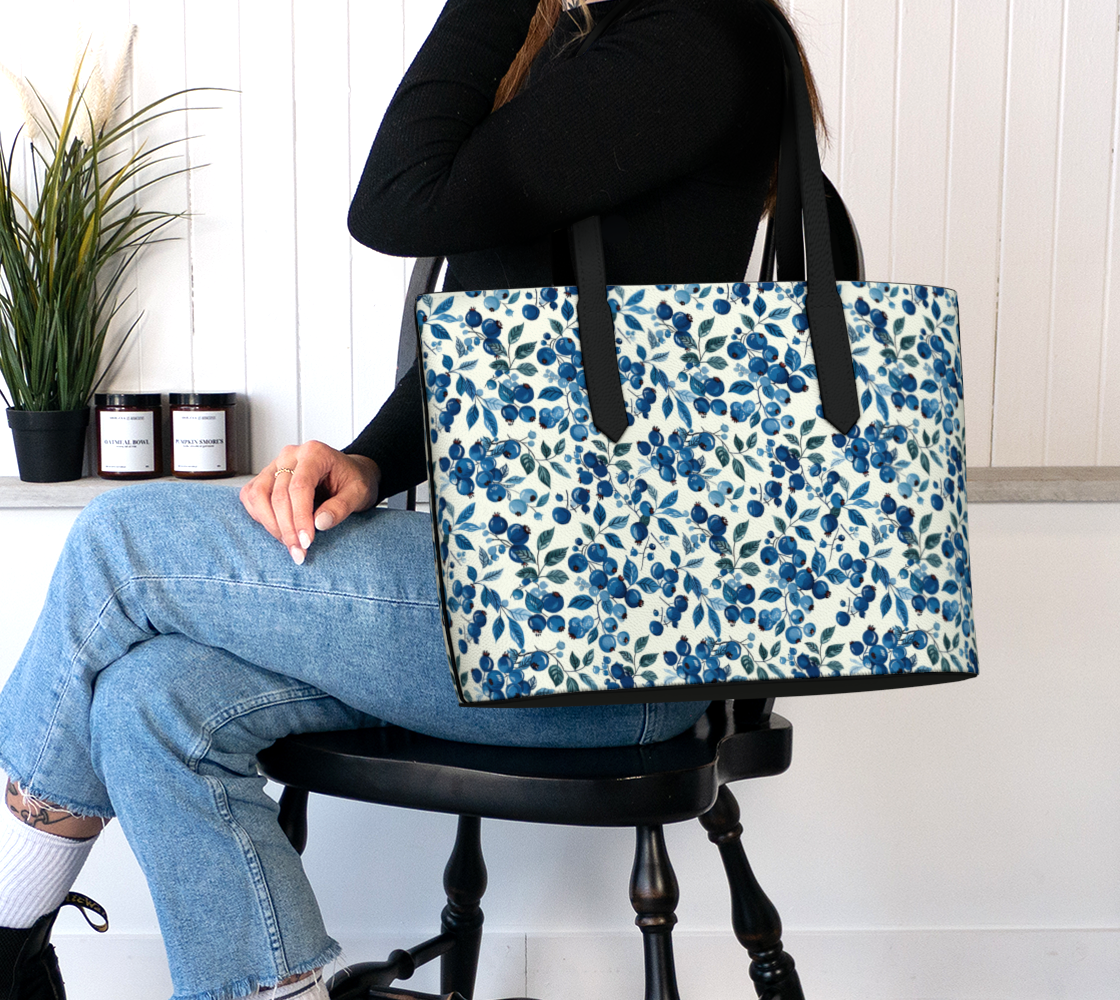 Blueberry Vegan Leather Tote Bag