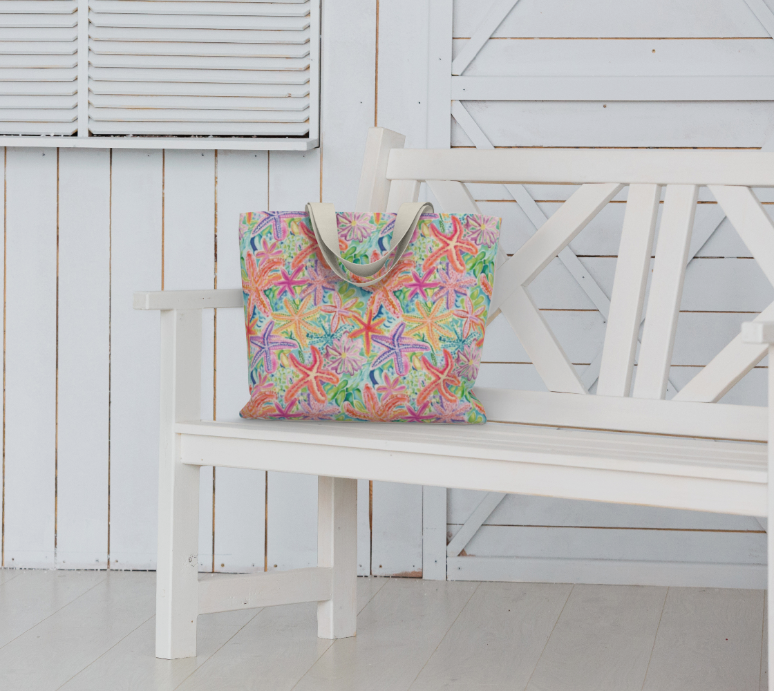 Multi Colored Starfish Large Tote Bag