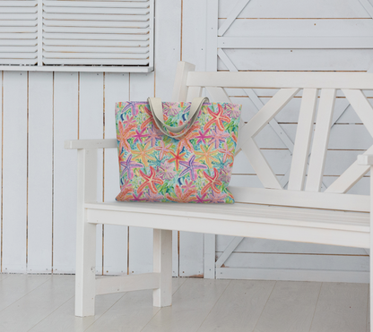 Multi Colored Starfish Large Tote Bag