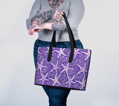 Purple Starfish Vegan Leather Tote Bag