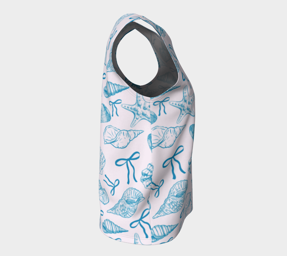 Blue Croquette with Shells Loose Tank Top