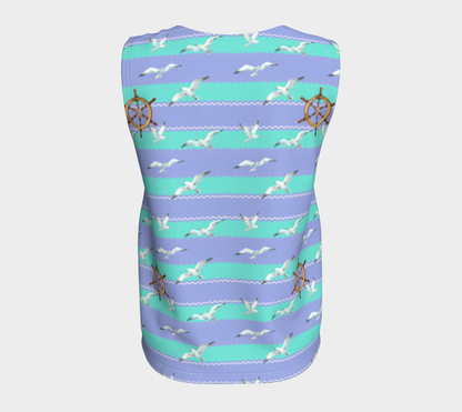 Blue/Lavender Stripes Loose Tank Top