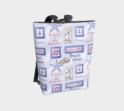 Beach Signs Vegan Leather Back Pack