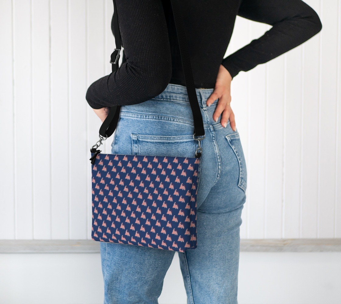 804  Navy w/ Red Striped NL Vegan Leather Crossbody Purse