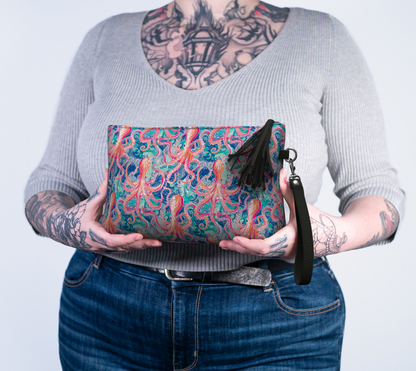 octopus vegan leather makeup bag