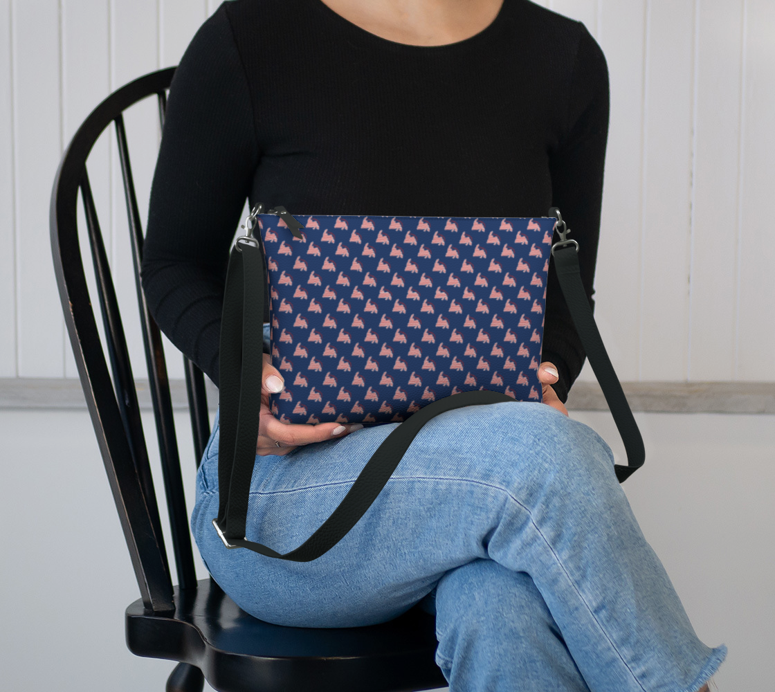 804  Navy w/ Red Striped NL Vegan Leather Crossbody Purse