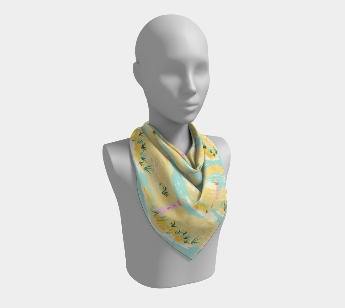 Lighthouse Land and Water Square Scarf
