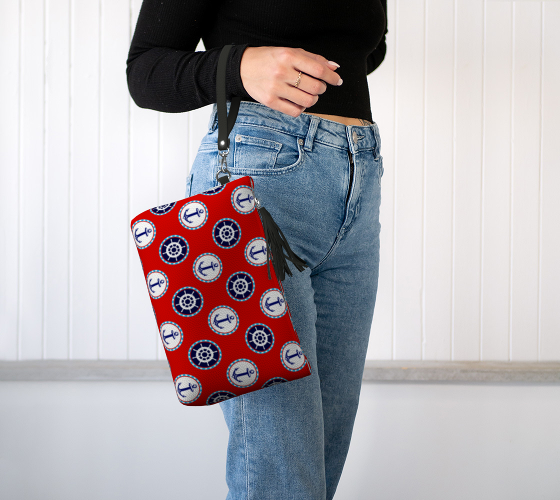 Red with Circles Vegan Leather 288 Makeup Bag