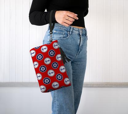 Red with Circles Vegan Leather 288 Makeup Bag