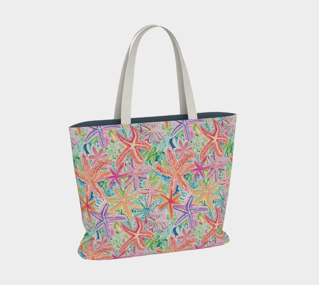Multi Colored Starfish Large Tote Bag