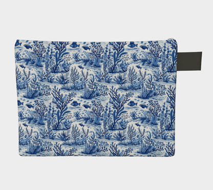 Blue Toile Zipper Carry-all