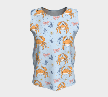 Blue with Crabs and Bows 443 Loose Tank Top