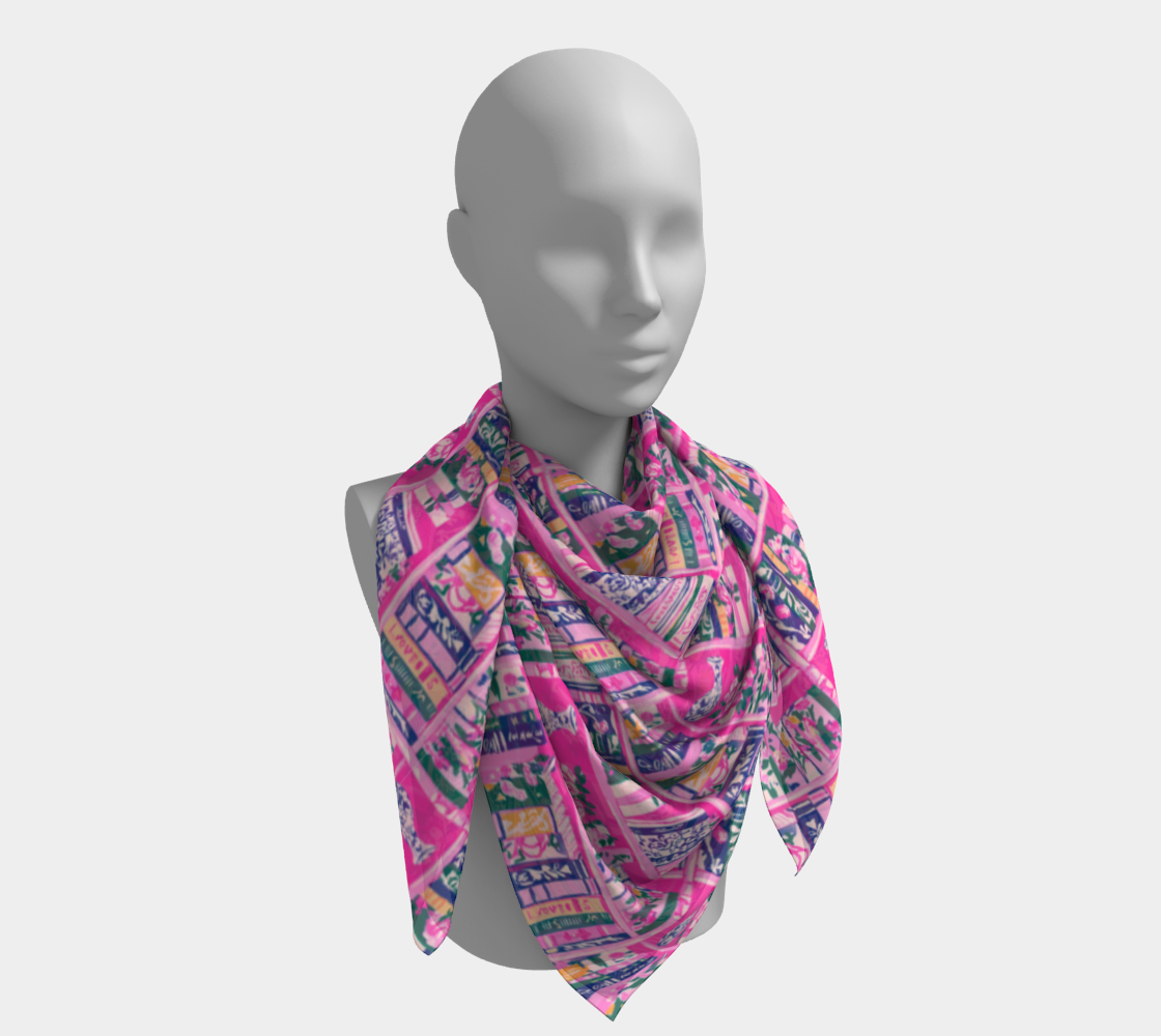 Pink Bookshelf Square Scarf