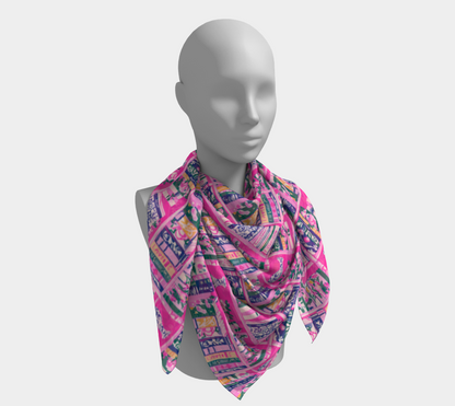 Pink Bookshelf Square Scarf