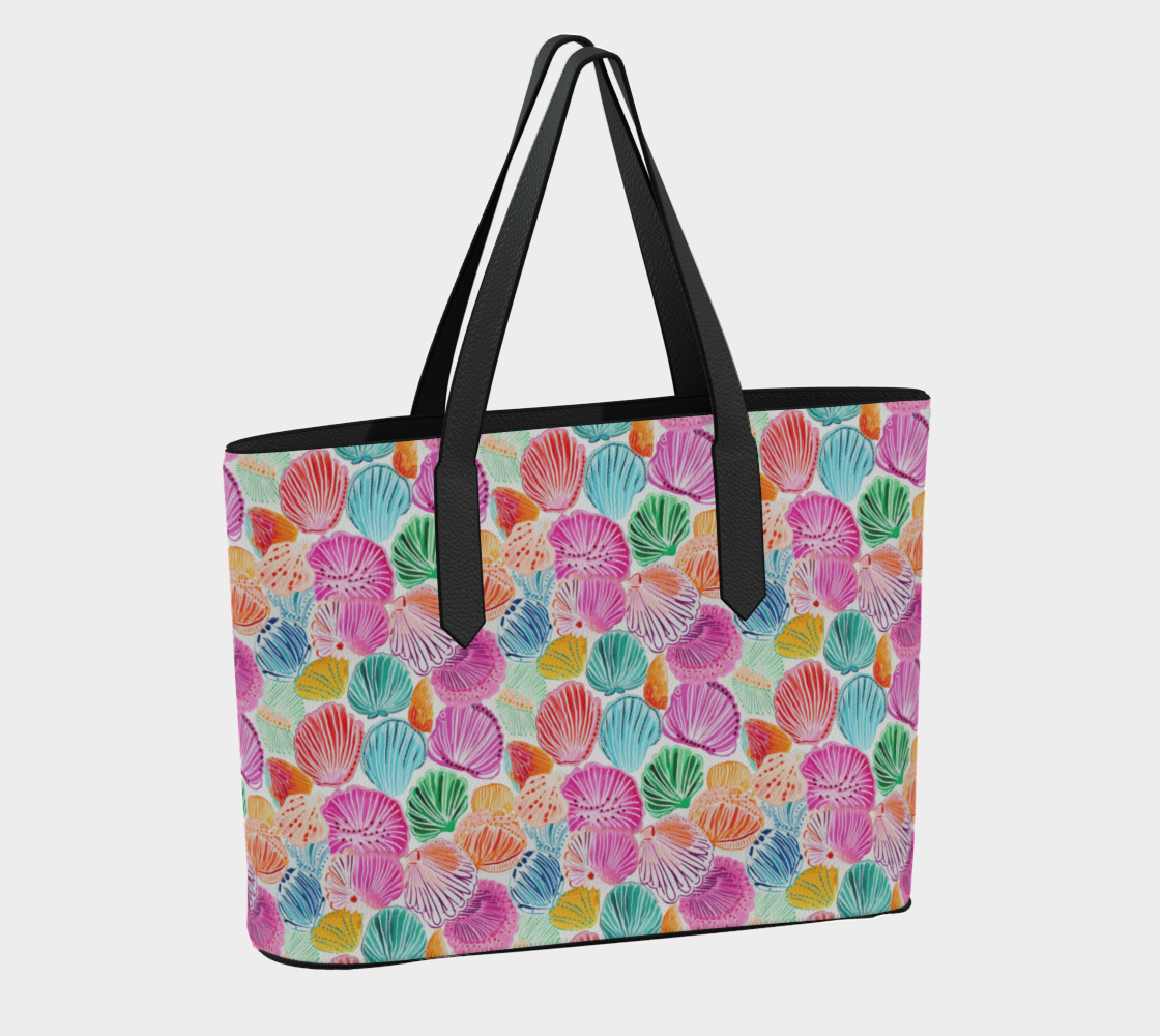 Colorful Shells Vegan Leather Tote Bag