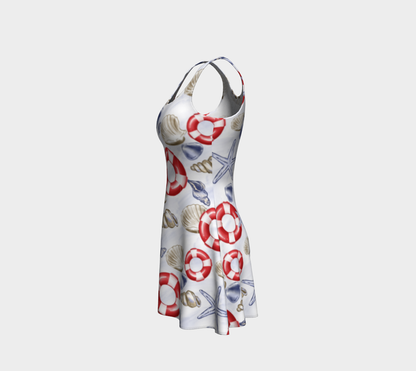 Nautical Watercolor Flare Dress