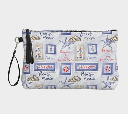 Beach Signs Vegan Leather Clutch Purse