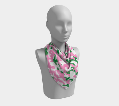 Pink and Green Camo square scarf