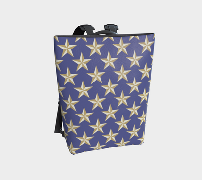 Gold Star on Blue Vegan Leather Backpack