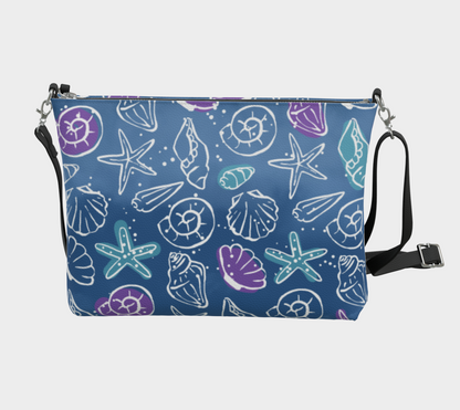 Blue Shells Vegan Leather Crossbody Purse